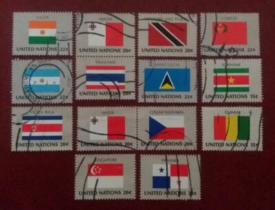 UNITED NATIONS 1980-4 Used Selection Flags with Pairs VF 1799 - Image 1 of 2