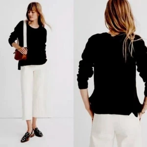 NUEVO Suéter Suéter Madewell Thompson Bolsillo Manga Larga Cuello Redondo Negro XXS - Imagen 1 de 9