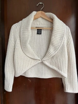 Apostrophe Sweater Beige Knit Wide Collar Crop Petite L 14-16 - Image 1 of 4