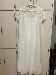 VINTAGE Vanity Fair 34 Elfenbein Peignoir Kleid & Morgenmantel Set Dessous Adj Bustline - Bild 1 von 12