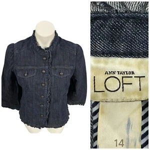 LOFT Blazer Mujer 14 Denim Chaqueta Volantes Trabajo Oficina Carrera Informal Otoño - Imagen 1 de 17