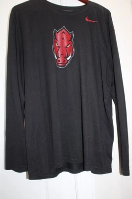 MEN'S NIKE ARKANSAS RAZORBACKS DRI-FIT LONG SLEEVE 2XL BLACK T-SHIRT HOGS HEAD - Image 1 of 4