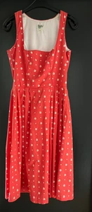 Damen Trachten Dirndl ärmellos Koralle, weiß gemustert Gr. 38 v. Distler - Picture 1 of 3