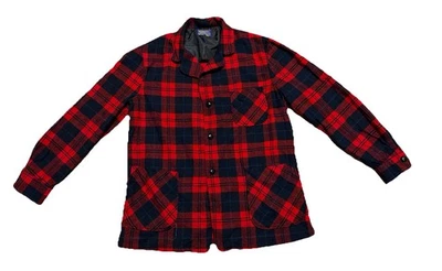 Vintage Pendleton Jacket Mens L Red Plaid Wool Chore Coat Blazer USA Made 60s - Image 1 of 4