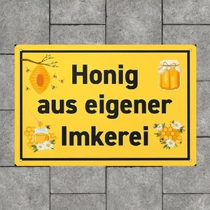 Blechschild Honig aus eigener Imkerei Nostalgie Vintage Metallschild TEL2636 - Bild 1 von 2
