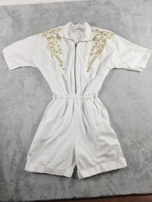 Mono Rio Inc Vintage Años 80 Mediano Denim Dorado Joyas Tachonado Mameluco Pantalones Cortos Foto 1 de 4