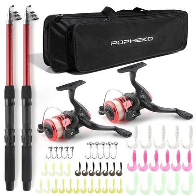 Telescopic Fishing Pole Reel Combo, 2PCS 5.9FT Collapsible Rods, 2PCS Spinnin... - Image 1 of 4