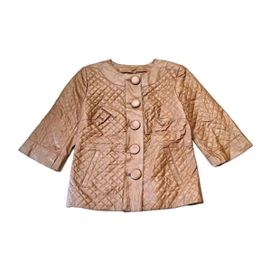 NWT VTG Terry Lewis Women's Size XS Genuine Leather Jacket 3/4 Sleeve Quilted - Picture 1 of 5