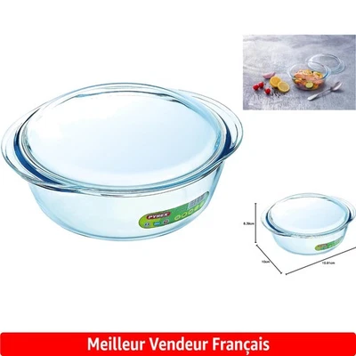 Casserole Ronde en Verre 30cm 2,2L + 0,8L Couvercle - 10 Ans de - Photo 1/4