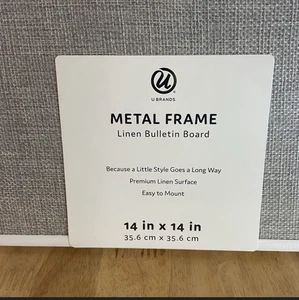 U Brands Metal Frame Linen Bulletin Board 14x14 Easy Mount Farmhouse White New - Picture 1 of 2
