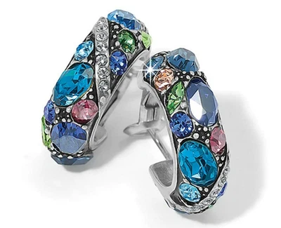 Pendientes de aro Brighton💎 Trust Your Journey etiquetas azules plateadas Foto 1 de 3