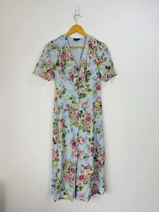 Nobody's Child Dress Women Size 8 Blue Pink Floral Midi Embroidered Anglaise - Picture 1 of 10