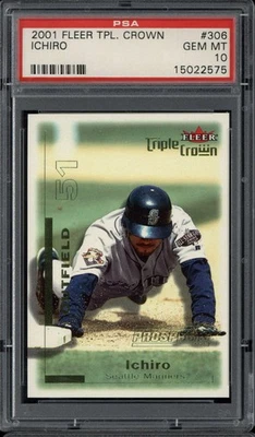 2001 Fleer Triple Crown #306 /2999 Ichiro Suzuki Mariners PSA 10 Gem Mint RC - Image 1 of 2