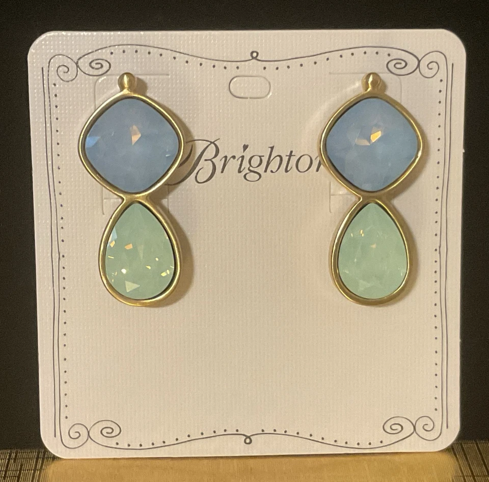 Brighton Nadia Earrings Blue/gold/silver Je9023 With Tag