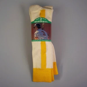 Calcetines de tubo de béisbol Ridgeview talla 7-9 vintage hechos en EE. UU. rayas amarillas - Imagen 1 de 5