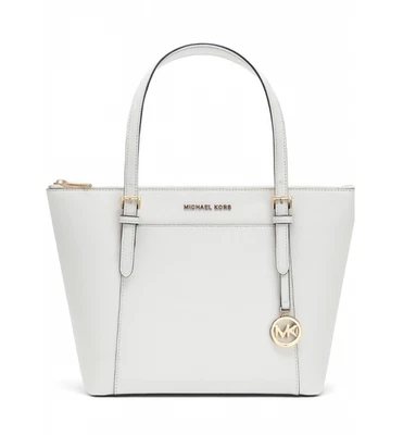 NWT Michael Kors Ciara Large East West Top Zip LeatherTote – Optic White - Image 1 of 4