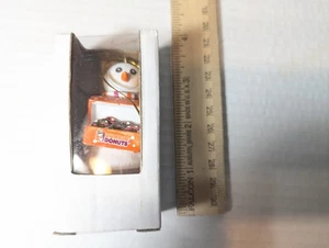 Dunkin Donuts 2009 Snowman Holding box Christmas Holiday Ornament 3" H - Picture 1 of 11