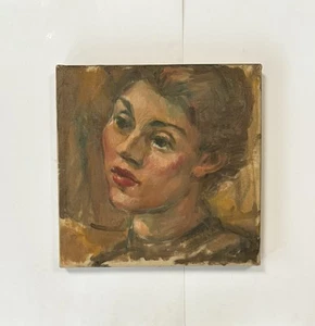 Pintura al óleo sobre lienzo original vintage retrato de mujer niña antigua? - Imagen 1 de 9