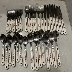 Vintage Pfaltzgraff 40 Piece Snow Village Christmas Flatware Set - Picture 1 of 10