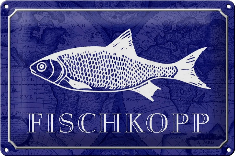 mrdeco Metall Schild 20x30cm  Fischkopp Fisch Geschenk Deko Blechschild - Bild 1 von 1