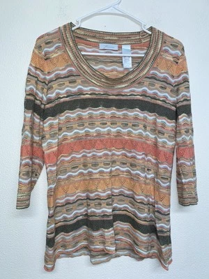 Top de punto boho manga 3/4 look crochet coleccionables jh talla XL Foto 1 de 4