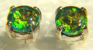 BUTW Sterling Silver Gilson (6mm ) Opal Stud Post Ear Ring Set 0048D - Picture 1 of 2