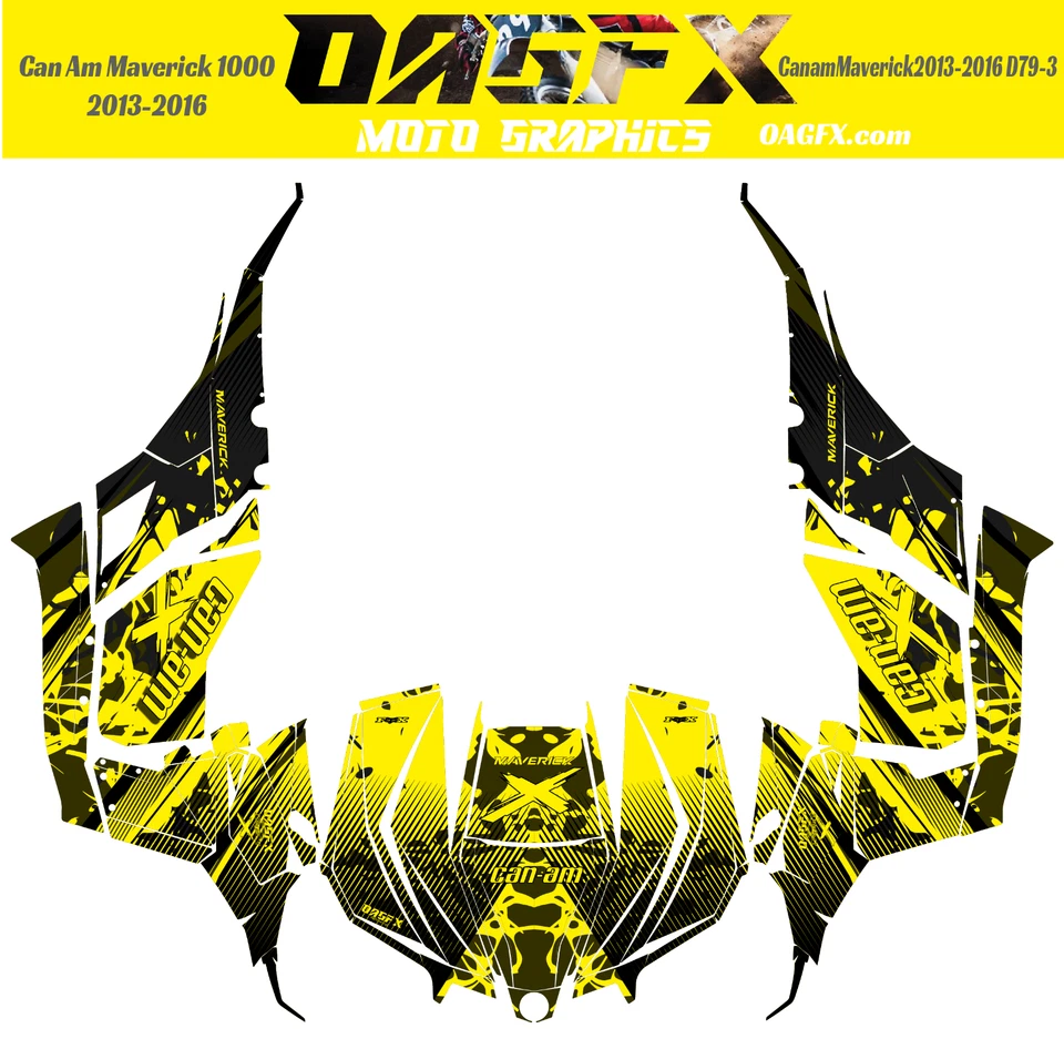 2013-2016 Can Am Maverick 1000 R  OAGFX Racing Graphics Kit  D79-3 Yellow - Image 1 of 1