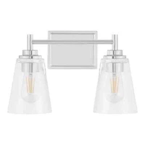 Hampton Bay Wakefield 15 in. 2-Light Chrome Modern Vanity with Clear Glass - Picture 1 of 16
