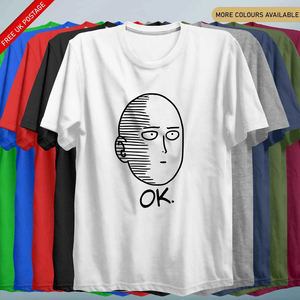 Saitama T Shirt OK One Punch Anime Shirt Funny Anime Gift Top OPM Anime Merch - Image 1 of 3