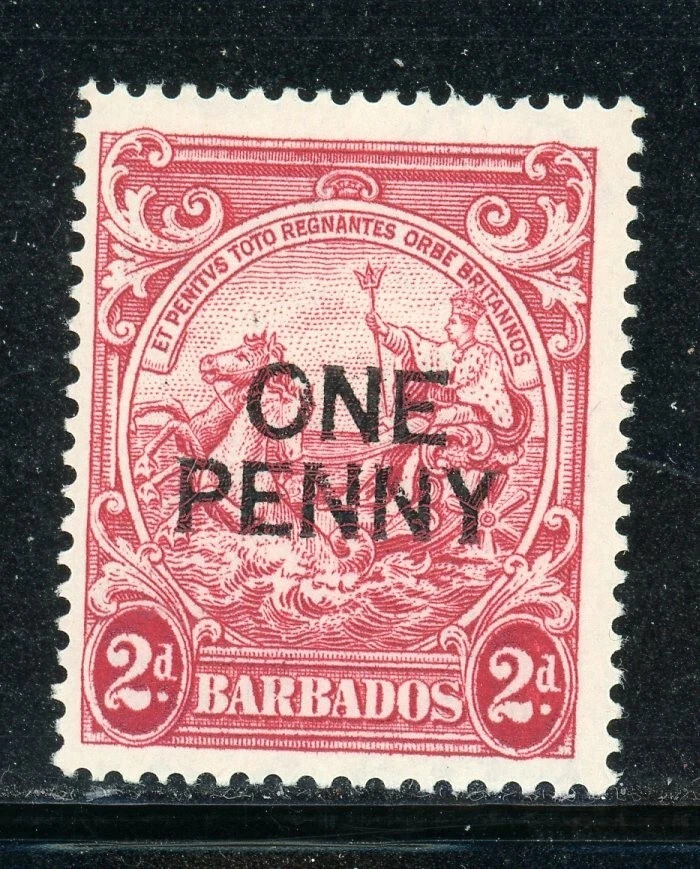 BARBADOS 209 SG264 MH 1947 1p en 2p rojo Sello de la Colonia Perf 14 CV$3 Foto 1 de 1