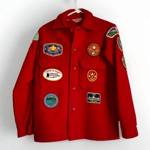Giacca di lana rossa BSA taglia 16 Antietam Battlefield Trail Patch e altri CR-386 - Foto 1 di 17