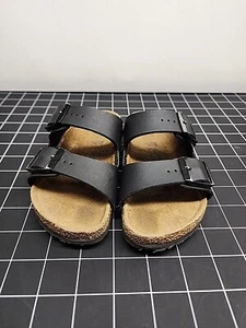 Fondo de corcho Birkenstock Arizona NIÑO 9 1/2 talla cuero negro hecho en Alemania - Imagen 1 de 12