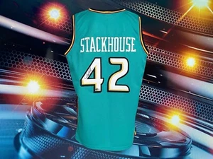 JERRY STACKHOUSE AUTOGRAPHED CUSTOM DETROIT PISTONS TEAL JERSEY COA BAS - Picture 1 of 2