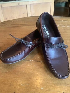Sperry Dark Brown Moccasin Drivers Braded Leather Laces 9.5 M - Picture 1 of 10