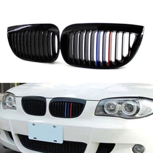 2X M-Farbe Nieren Kühlergrill Grill Glanz Schwarz Für BMW 1er E81 E87 2004-2007 - Picture 1 of 7