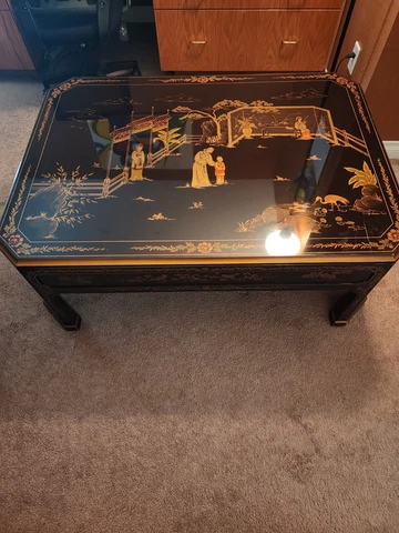 Vintage black laquer oriental design coffee table Cover