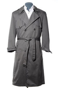 42R Vintage Towne London Fog Double-Breasted Olive Green Trench Coat Overcoat L - Picture 1 of 10