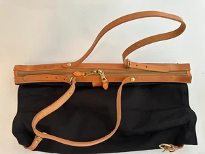 IL BISONTE Shoulder Bag Handbag Tote Black Tan Leather Double Zip Packable Italy - Picture 1 of 24