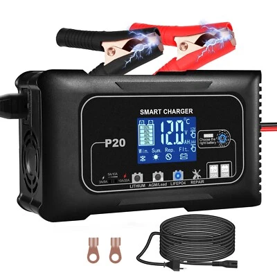 Cargador de batería 20A, cargador de batería de coche inteligente automático de plomo ácido Lifepo4 12/24V Foto 1 de 4