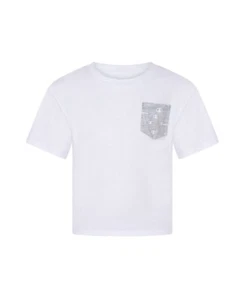 Champion Big Kid Girls C-Script All Over Print Pocket Boxy Tee Medium - Picture 1 of 1