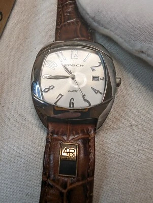 Epoch Stainless Steel Case - Genuine Leather - Quartz Analog Ladies Watch 38mm - Image 1 of 4