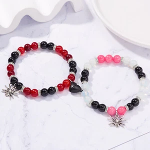 2Pcs/Set Couple Magnetic Halloween Spider Heart Matching Chain Bracelets Lover - Picture 1 of 10