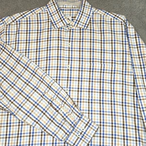 Camisa Peter Millar Abotonada - Para Hombre XL - Blanco Marrón y Azul Cuadros a Cuadros - ¡Bonita! - Imagen 1 de 10