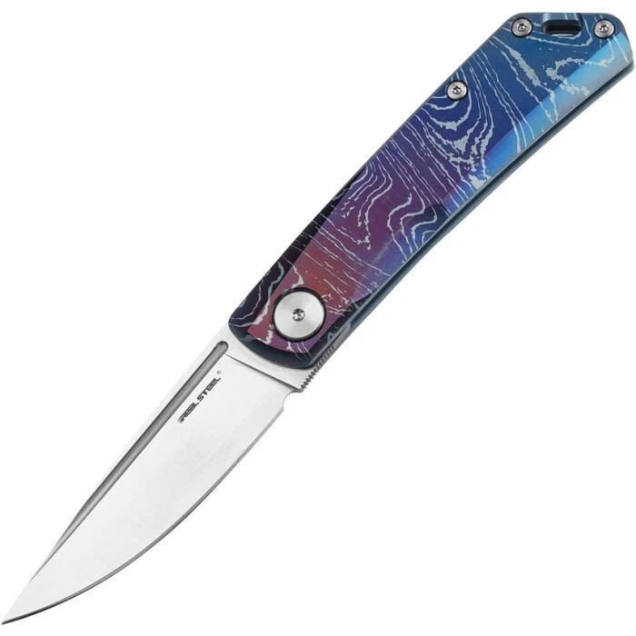 Real Steel Luna Folding Knife 2.76″N690/ TC4 Steel Blade Blue Titanium Handle - Image 1 of 1