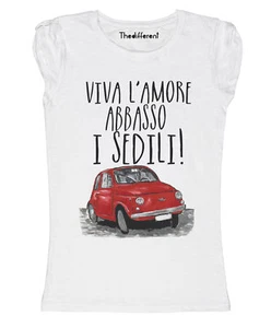 New T-Shirt Donna Fiammata Viva L'Amore Abbasso Sedili Idea Regalo - Picture 1 of 1
