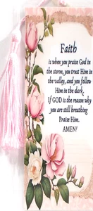 " FAITH IN GOD VERSE" PINK FLOWERS, INSPIRATIONAL-UNIQUE Exquisite Bookmarks - Bild 1 von 1