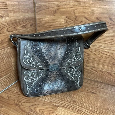 MONTANA WEST Embroidered Bling Western Conceal Carry Hobo Bag Tooled Embroidered - Image 1 of 2
