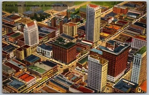 Vintage Birmingham Alabama AL Luftaufnahme Wolkenkratzer Innenstadt 1940er Postkarte - Bild 1 von 2