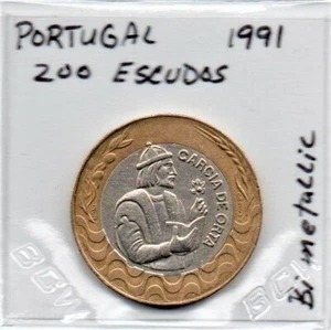 Portugal 200 Escudos 1991 Beautiful Bi-Metallic Coin As Pictured - Picture 1 of 6