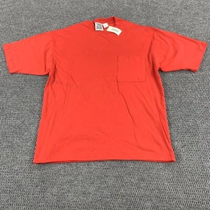 NWT Vintage 90s Sears Trader Bay Red Blank T-Shirt Adult Medium Front Pocket - Picture 1 of 10